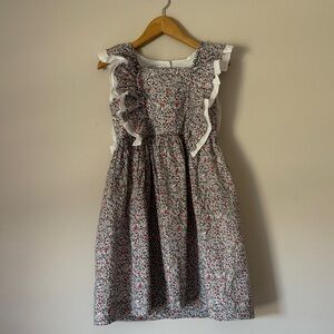 bella bliss Floral Ruffle-Trim Dress - White, Red & Green